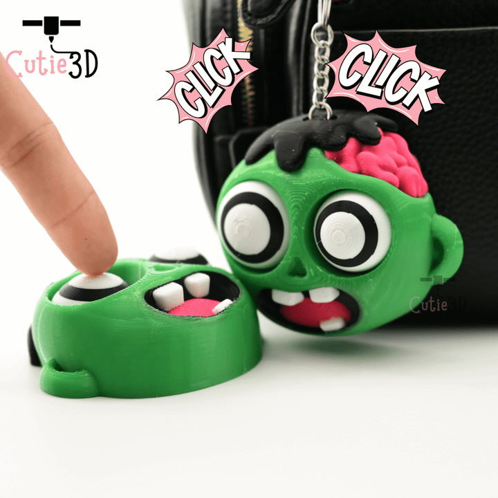 3D Printable Cutie3D Halloween Zombie Head Keycap Fidget Clicker